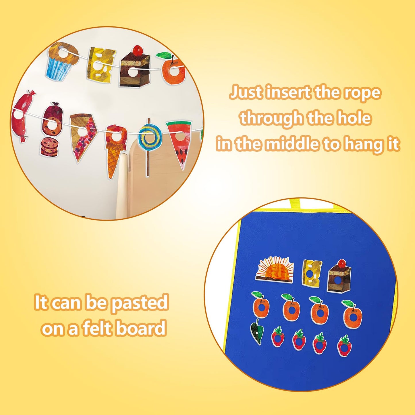 Ai fsem The Very Hungry Caterpillar Felt Story Board Pieces Fine Motor Activities Felt Board for Classroom Felt Board for Wall (with Rope)