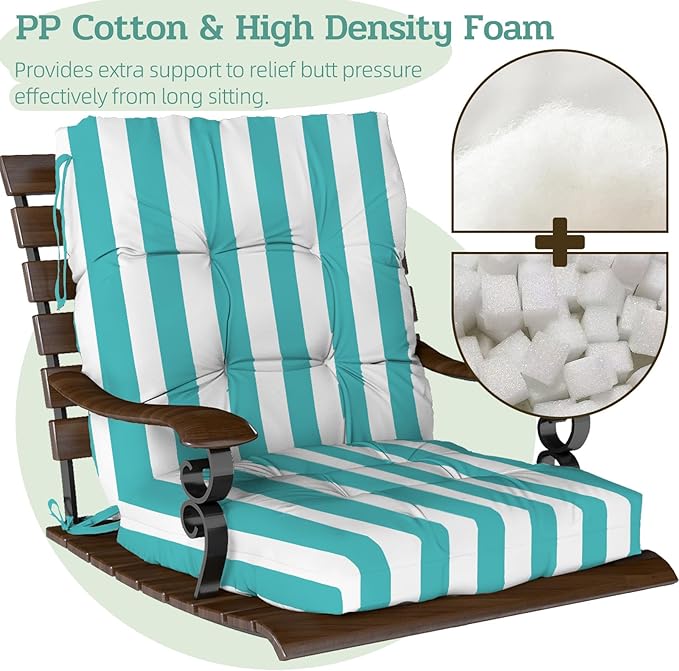 Outdoor Chair Cushion, High Back Soft Seat Pad, Indoor Outside Use,