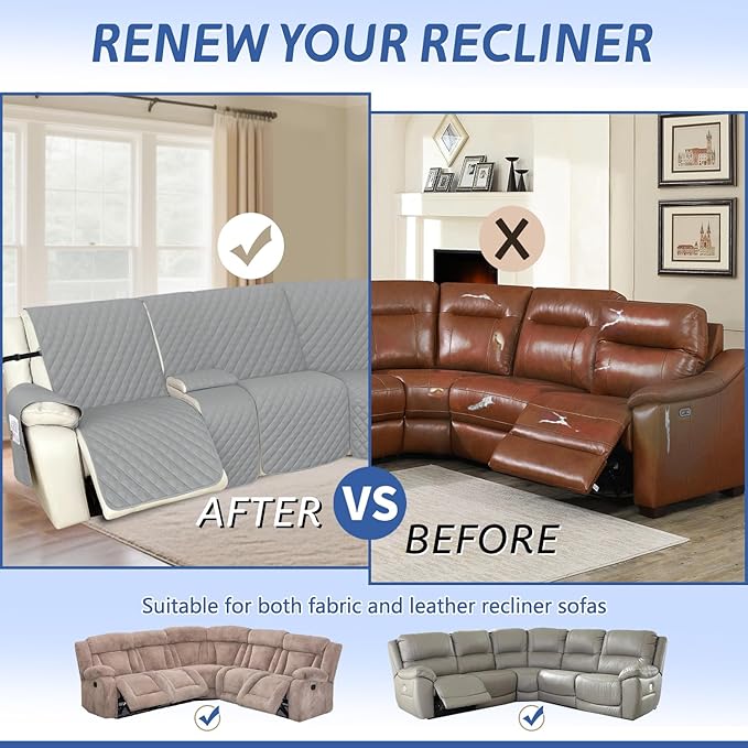 Arfntevss Recliner Sectional Couch Covers 1OO% Waterproof L Shape Sofa Cover