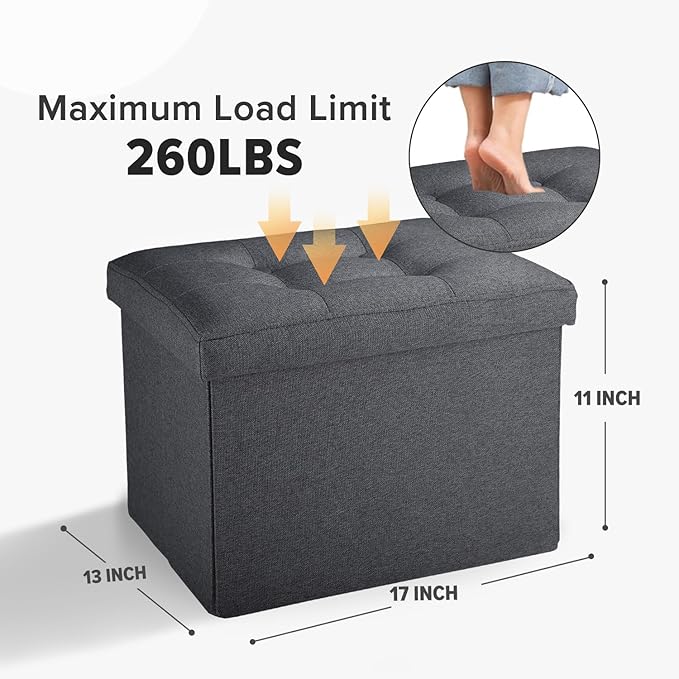 LINMAGCO Small Storage Ottoman Stool Foot Rest Stool Under Desk Stool Short