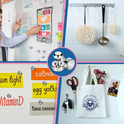 LOVIMAG Strong Magnets for Whiteboard, 56 Pcs Fridge Magnets Refrigerator Magnet, Small Neodymium Magnet for Fridge, Push Pins Ideal for Kitchen, Office, Map Decorative