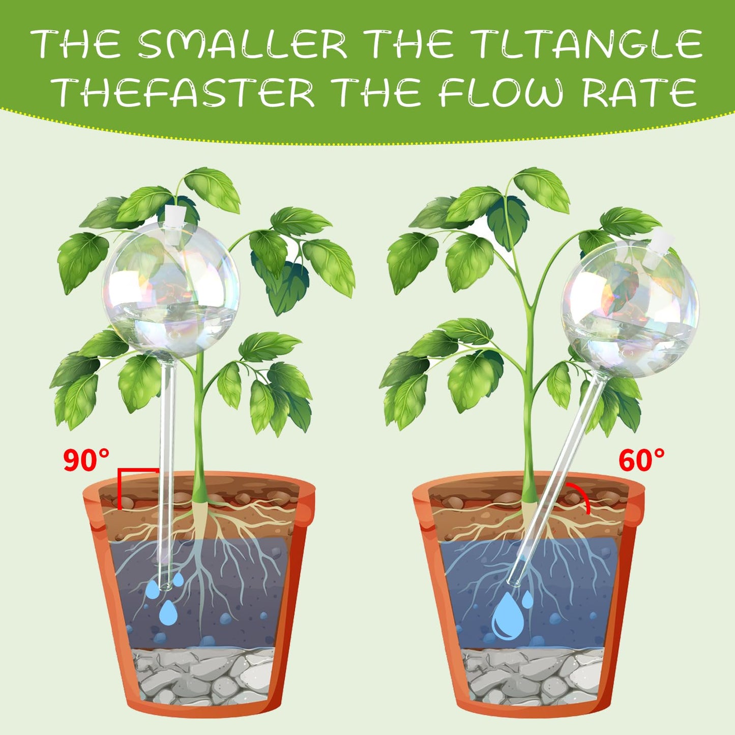 Vividaire 13oz Up to 2 Weeks Large Plant Watering Globes - Self Watering Bulbs and Planter Insert for Indoor & Outdoor Plants, Glass Water Globes Automatic While Away (4 Pack)