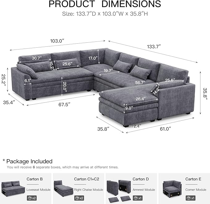 Belffin Large Modular Sectional Sofa