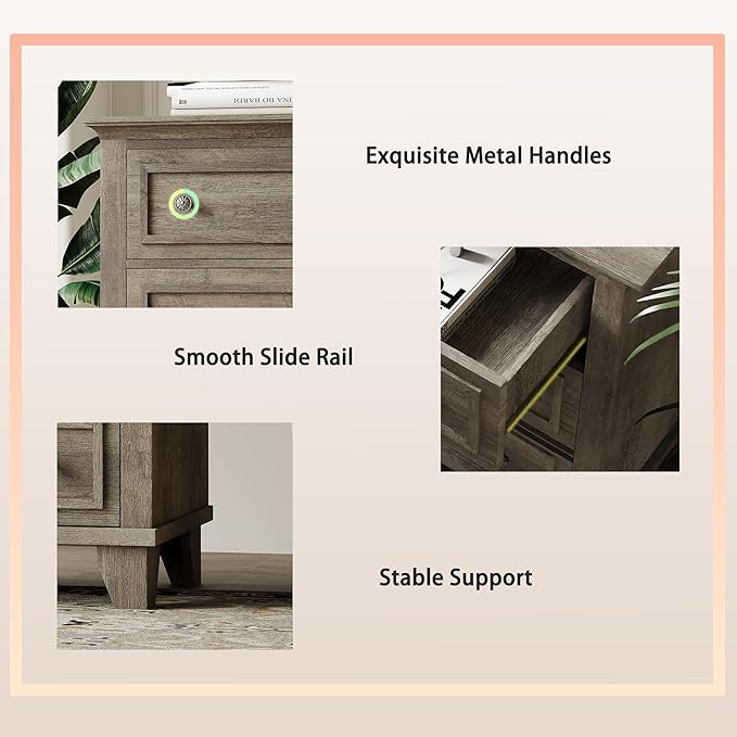IDEALHOUSE 6 Drawer Dresser, Wooden Storage Chest of Drawers