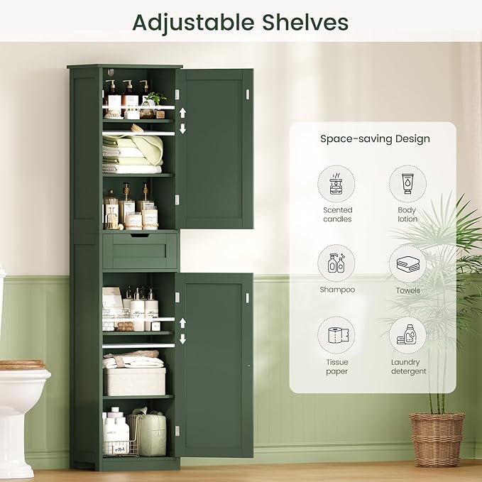 Iwell Tall Bathroom Storage Cabinet