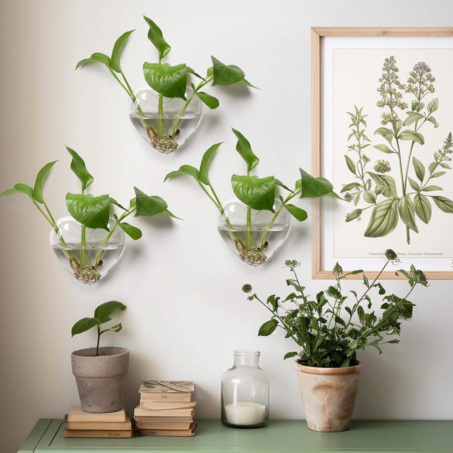 CYZglass Wall Hanging Planter Propagation Station for Indoor Plants Glass Vase Air Plant Holder Gift for Women Girlfriend Plant Lover