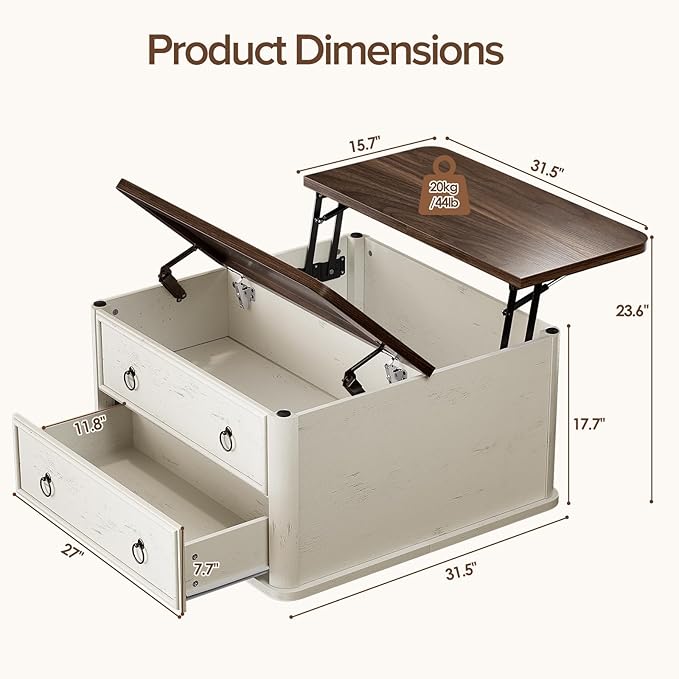 Memobarco 31.5" Lift Top Coffee Table