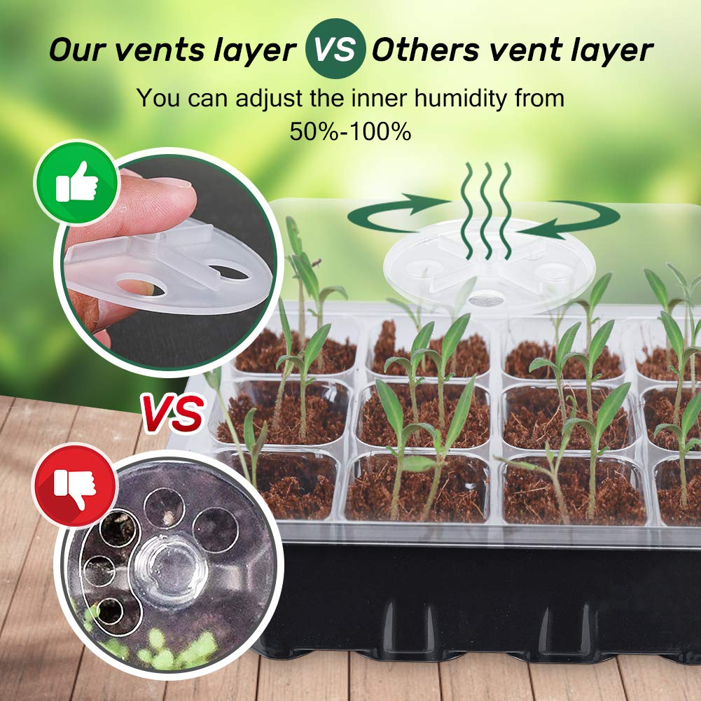 The Bundle of Bonviee 5 Packs Seed Starter Tray and Bonviee 36 Packs Variety Sizes Clear Nursery Pots with Drainage Holes