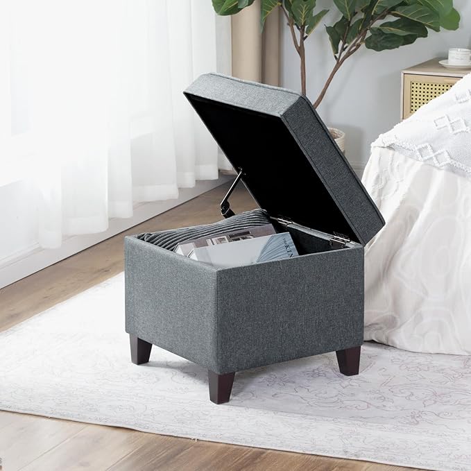 Adeco Chest and Footrest-Square Seat Storage Bench Ottoman