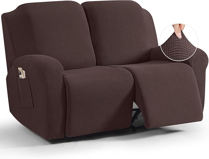 TAOCOCO Recliner Loveseat Slipcover, 6 Pieces Dual Recliner Sofa Covers