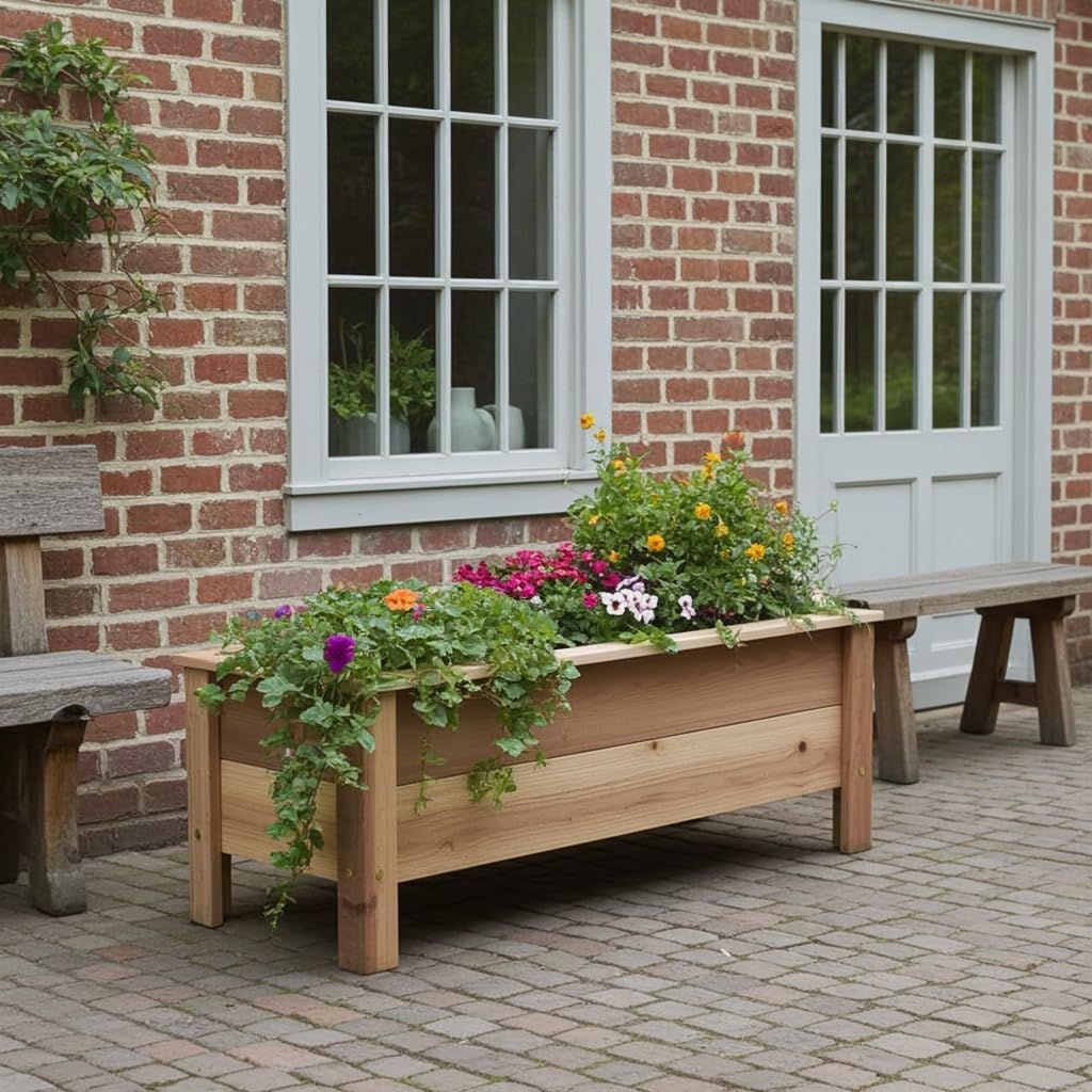 Cedar Raised Garden Bed Planter Box with Legs – Heavy Duty Outdoor Wooden Planter for Vegetables & Flowers, No Bending Elevated Design, Custom Size, Handmade in USA (18in x 15.5in x 16in)