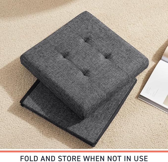 Ornavo Home 2 Pack 15 Inch Folding Storage Ottoman