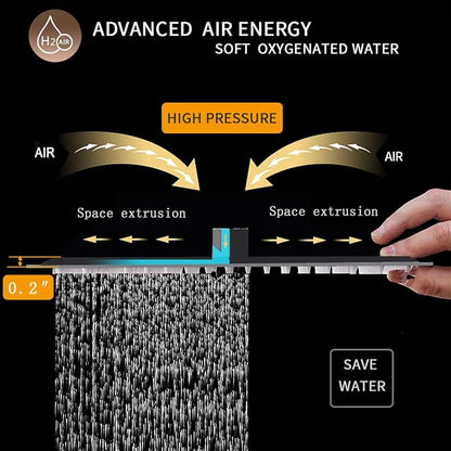 BESy 16 Inch Rain Shower Head, 16" Square Rainfall & High Pressure Stainless Steel Bath Showerhead, 1/16" Ultra Thin, Waterfall Full Body Coverage with Silicone Nozzle, Matte Black Finish