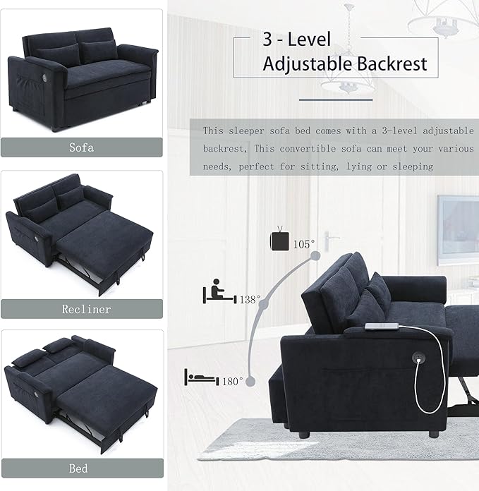 55.5" Small Sleeper Sofa Couch