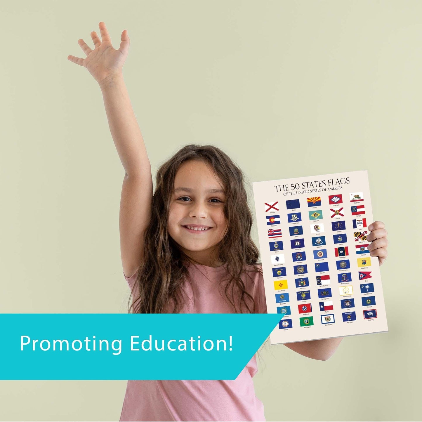 Wallbuddy 50 State Flags of the USA | US History Classroom Decorations | Modern Social Studies Educational Charts & Posters | Unframed State Posters USA Flag Wall Decor Updated Edition (12x16)