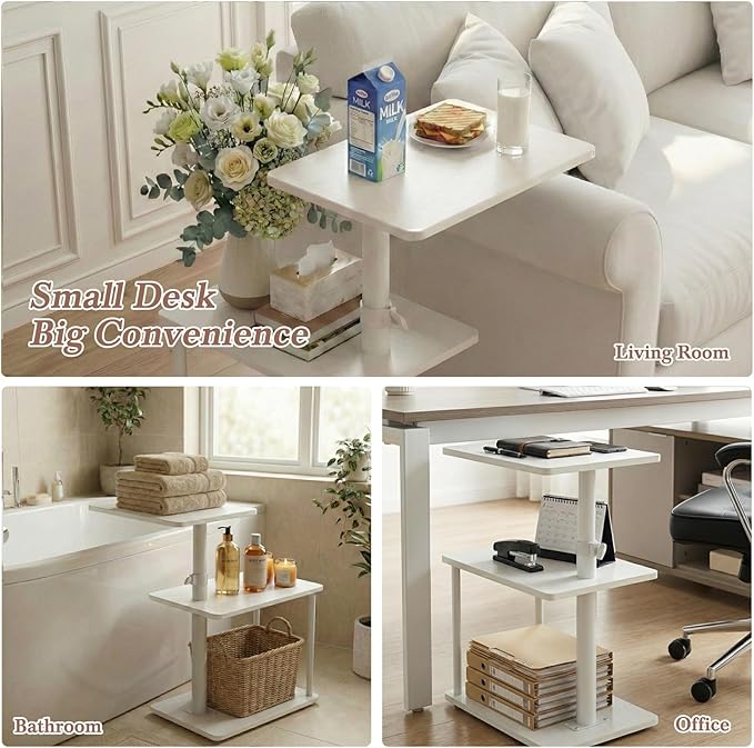 Faesun 360° Swivel Side Table for Height Adjustable, C Shaped End Table for
