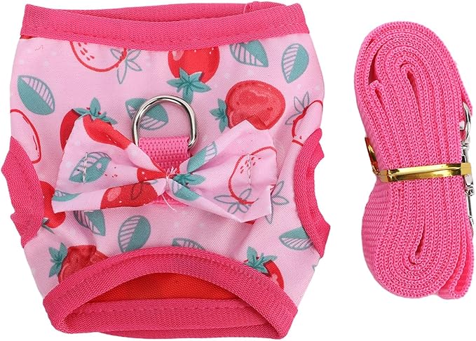 Small Pet Harness and Leash, Escape Proof Rabbit Vest with Soft Edges Dual Safety Buckles for Bunny Guinea Pig Ferret Chinchilla (S)