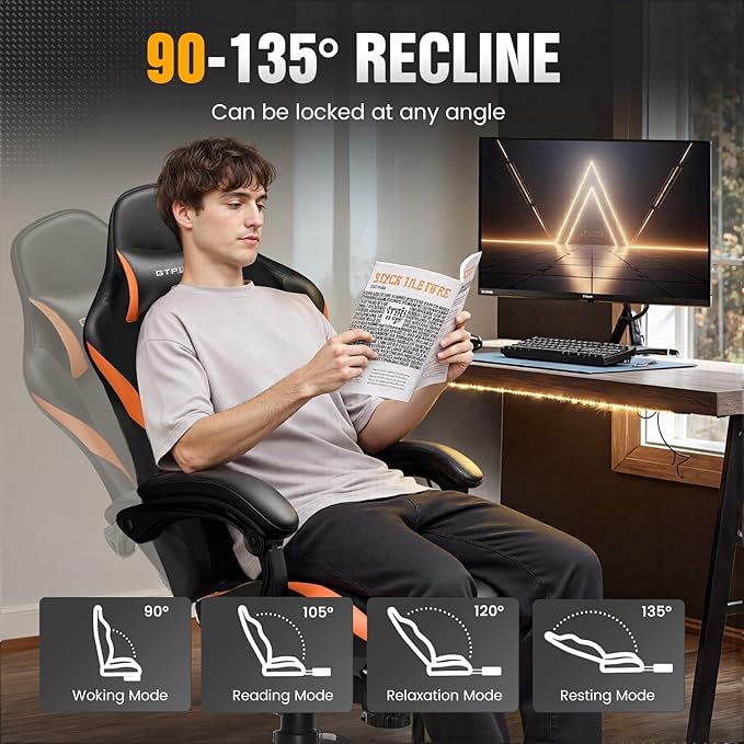 GTPLAYER Gaming Chair with Pocket Spring Cushion, Leather Office Chair with