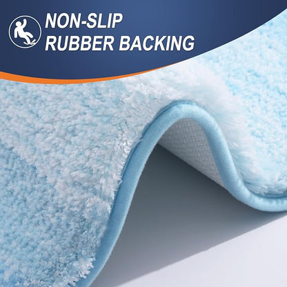 OLANLY Bathroom Runner Rugs Mat 47x17, Extra Soft Absorbent Microfiber Bath Rugs, Rubber Backing, Quick Dry, Washable Long Bath Mats for Bathroom, Tub and Shower, Home Decor Accessories, Sky Blue