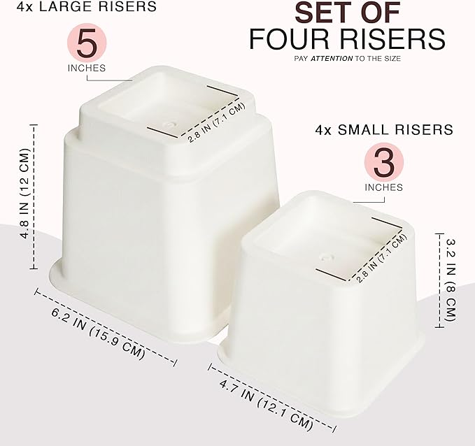 Utopia Bedding Bed Riser, 3 & 5 Inches Adjustable Furniture Risers