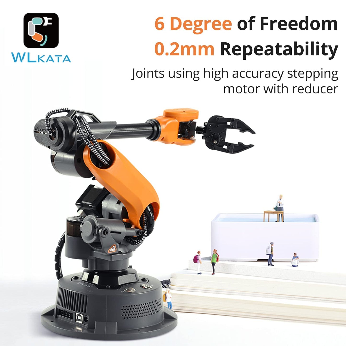 wlkata Mirobot 6 Axis Robot Mini Programmable Gripper Arm Lightweight Educational Desktop Robotic Arm 6DoF for K12 or 3D Printer