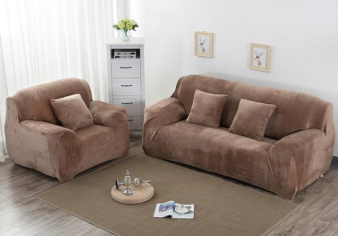 vctops 1-Piece Velvet Plush Stretch Chair Sofa Slipcover Soft Fuzzy Fluffy
