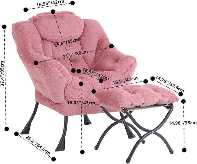 Tiita Lazy Chair with Ottoman, Comfy Leisure Sofa Reading Chair with Footrest