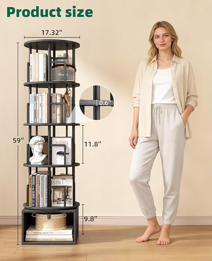 Kalrin 5 Tier Rotating Bookshelf
