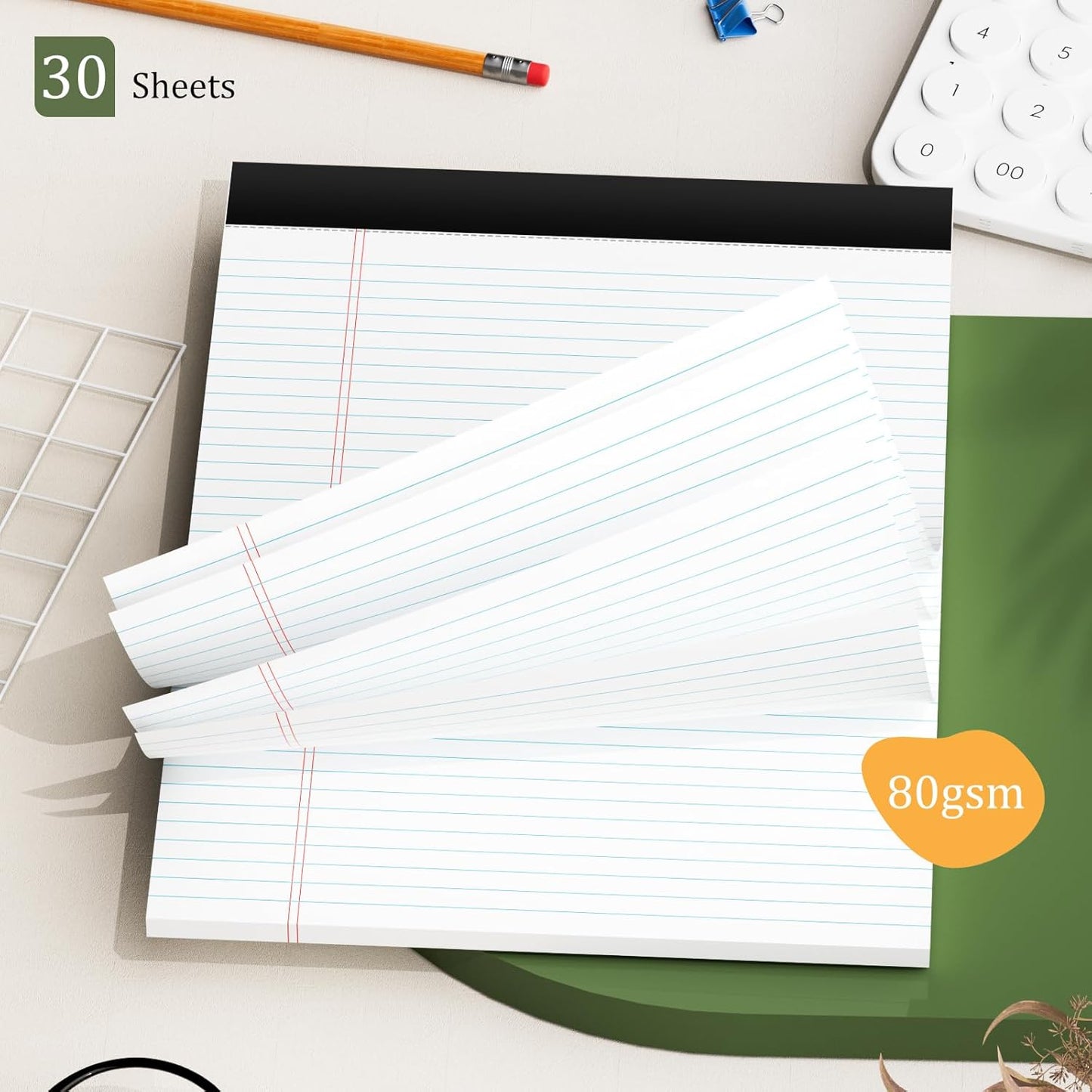 12 Pack of Legal Pads 8.5 x 11.75 College Ruled Notebook White Paper Note Pad Narrow Ruled 30 Sheets Notepads Perforated Writing Pad Clear Print 8x11 Legal Pads Pads of Paper