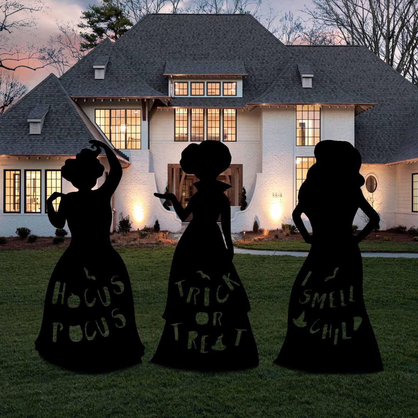 3 Pcs Halloween Witches Yard Stakes Large Witches Lawn Decorations Black Witches Silhouette Yard Signs with H-Stakes, Outside Waterproof Lawn Garden for Boys Girls Home Party Outdoor