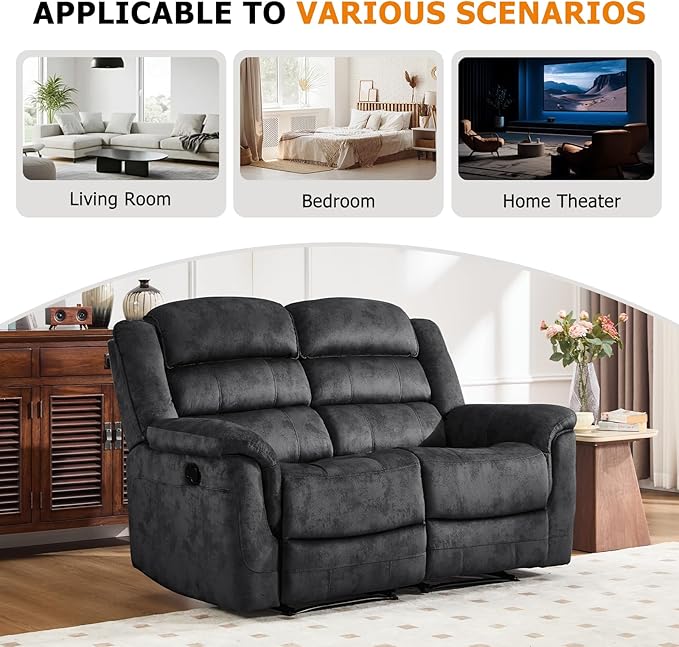 EBELLO Loveseat Recliner Sofa for Living Room, Extra Wide Modern Overstuffed 2