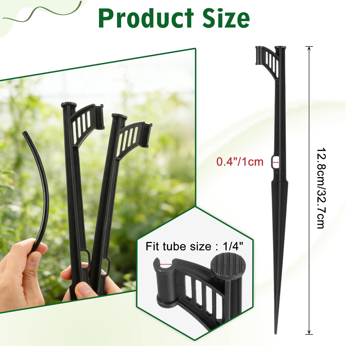 Mornajina 20 Pcs 12.8 Inch Irrigation Drip Support Stakes 1/4 Inch Adjustable Riser Drip Lines Tubing Hose Holder for Drip Irrigation Systems