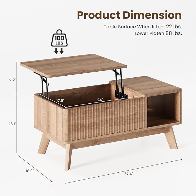 Wood Lift Top Coffee Table
