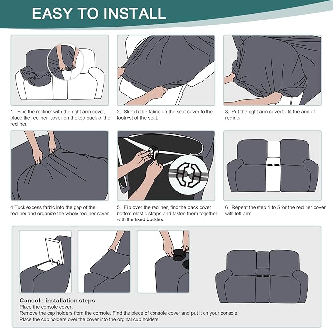 Ruaozz Stretch Loveseat Recliner Covers
