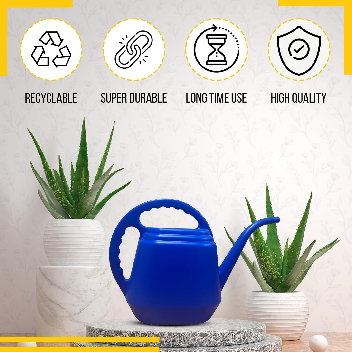 KP KOOL PRODUCTS One Gallon Blue Watering Can – Durable Plastic Indoor & Outdoor Plant Waterer – Lightweight Garden Tool with Easy Pour Spout – Ideal for Flowers, Herbs, Lawns & Houseplants – 1 Pack