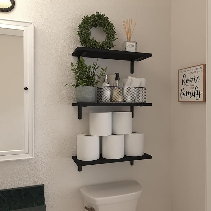 WOPITUES Wood Floating Shelves Set of 6, Shelves