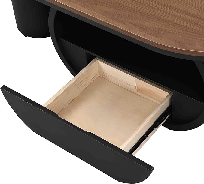Modern Oval Coffee Table, 47.24" Brown Wood Top Coffee Table