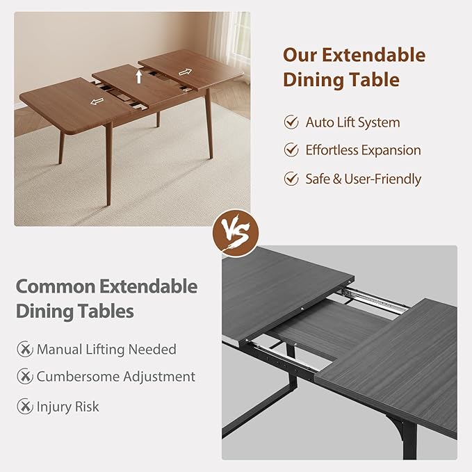 Muwuele Solid Wood Extendable Dining Table