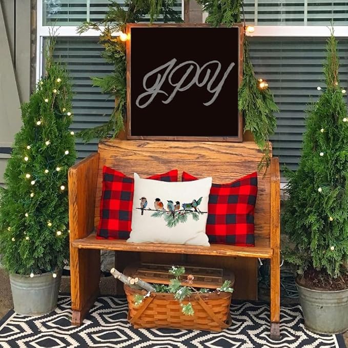 RABUSOFA Christmas Outdoor Pillow Covers Waterproof 18x18 Inch Birds Christmas