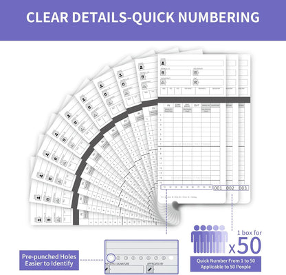 100 Time Cards for HN4000 AutoAlign Calculating Time Clocks