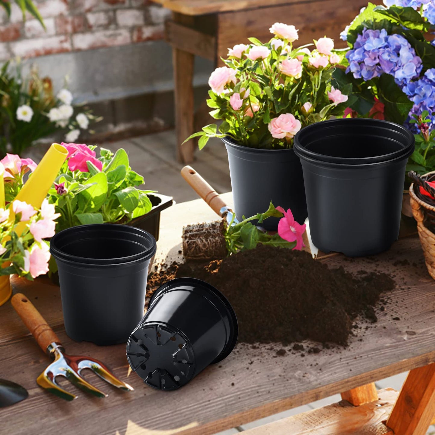 50Pcs Nursery Pots Variety Pack Plastic Pots for Plants,6 inch Seedling Pots with Drainage Holes Indoor Outdoor Flower Pots for Succulent Vegetable Herb