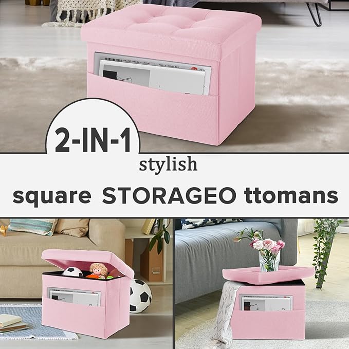 LINMAGCO Storage Ottoman Folding Foot Stool Foot Rest