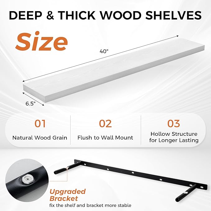 Fun Memories Floating Shelves for Wall, 40 Inch Floating Shelves for Home Decor