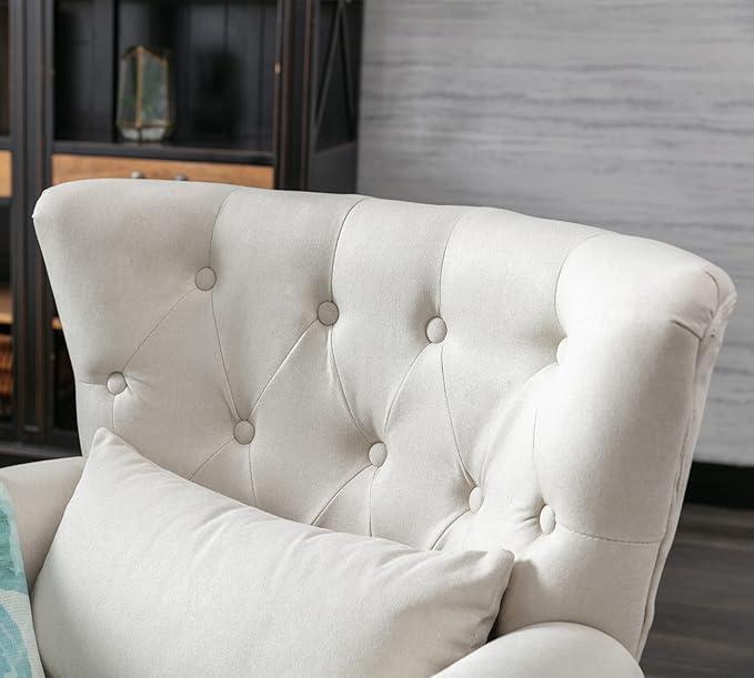 Mid Century Modern Accent Chair Upholstered Armchair Comfy Linen Fabric Single