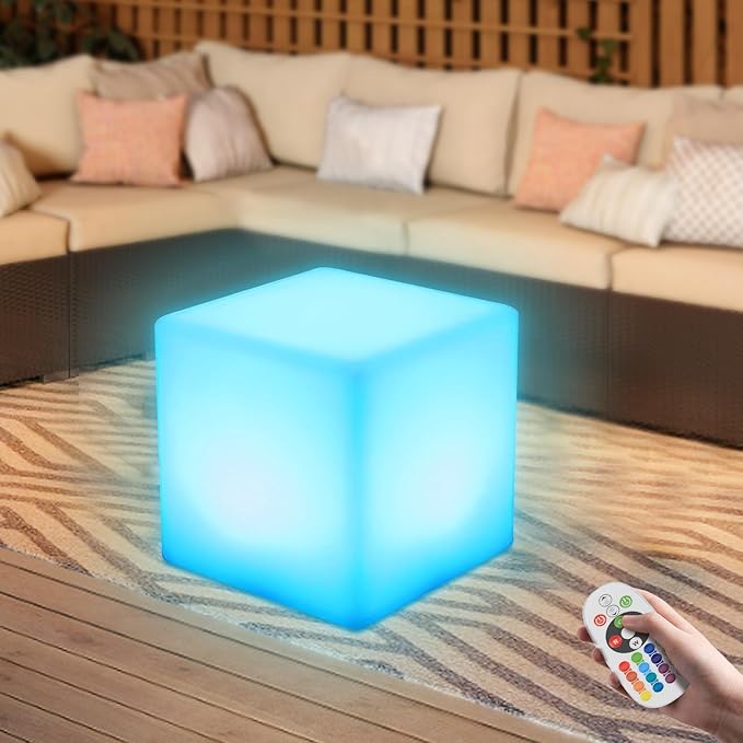 Rechargeable LED Cube Chair, 16 Colors Remote Conctrol Glow Furniture Stool