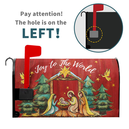 Kawani Merry Christmas Mailbox Covers Christmas Joy to The World Mailbox Wraps Magnetic Large Size 21x25.5 Inch Christmas Religious Post Letter Box Cover Winter Holiday Outdoor Decoration
