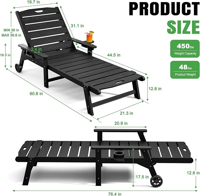 Outdoor Lounge Chair Set of 4