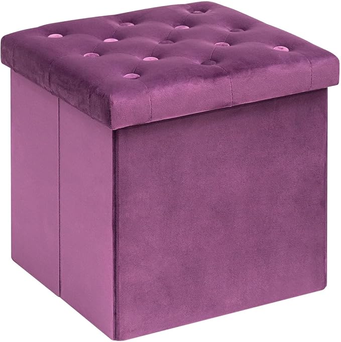 B FSOBEIIALEO Storage Ottoman Cube Velvet Tufted Folding Ottomans