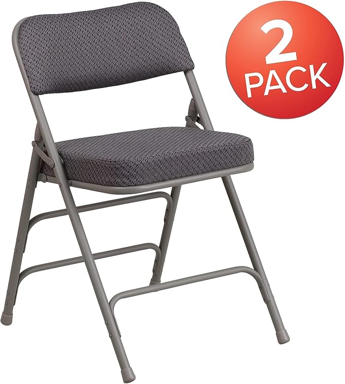 Flash Furniture 2 Pack HERCULES Series Premium Curved Triple Braced & Double