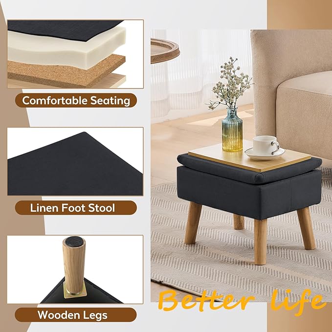 Storage Ottoman, Small Foot Stool Ottoman